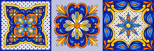 墨西哥塔拉维拉瓷砖图案。民族民间装饰。图片下载