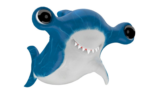 可爱的卡通小鲨鱼。三维渲染图片下载
