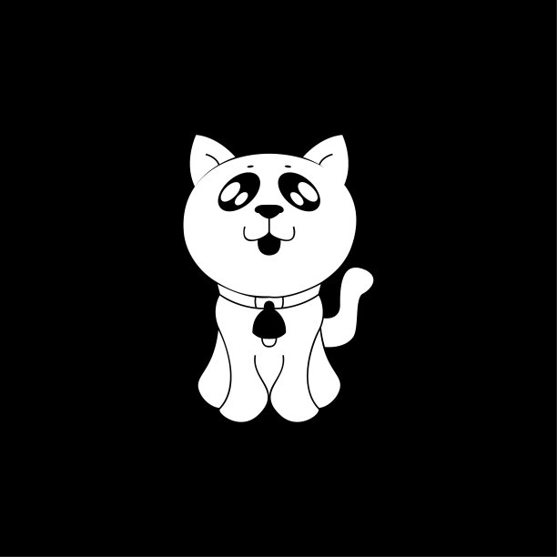 猫爱插图-图片完美的贴纸，情人节-字形风格矢量白色图片下载