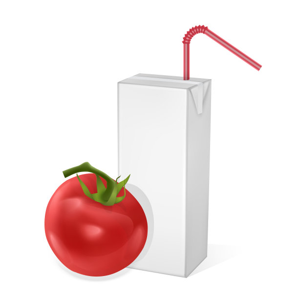 番茄汁的纸盒包装，隔离在浅色背景上。纸箱包装，白色包装模型，现实的模板图片下载