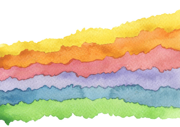 抽象的波浪水彩画背景。纸纹理。孤立在白色的。图片下载