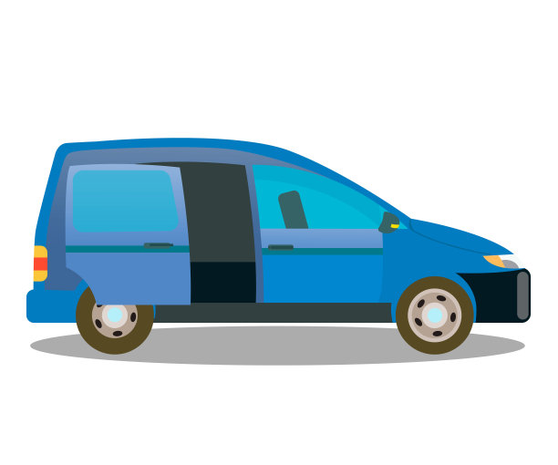 客车，货车汽车平面颜色插图图片下载