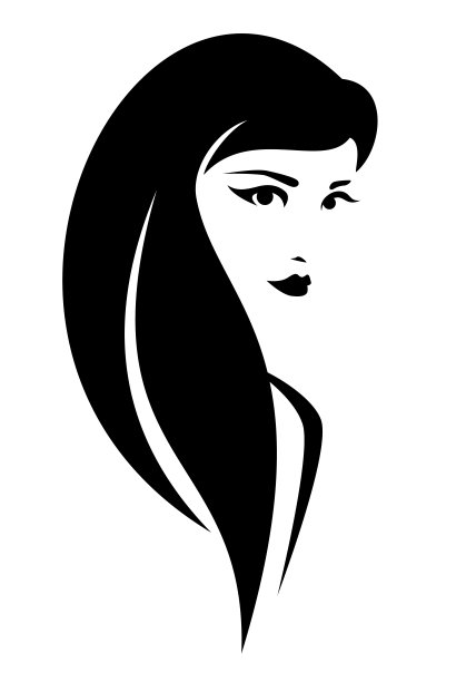 黑发与长发矢量人像设计图片下载