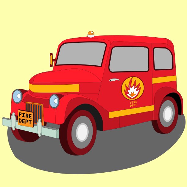 消防员复古车。经典车型的等距3D视图图片下载