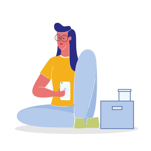 女人与智能手机平面矢量插图图片下载