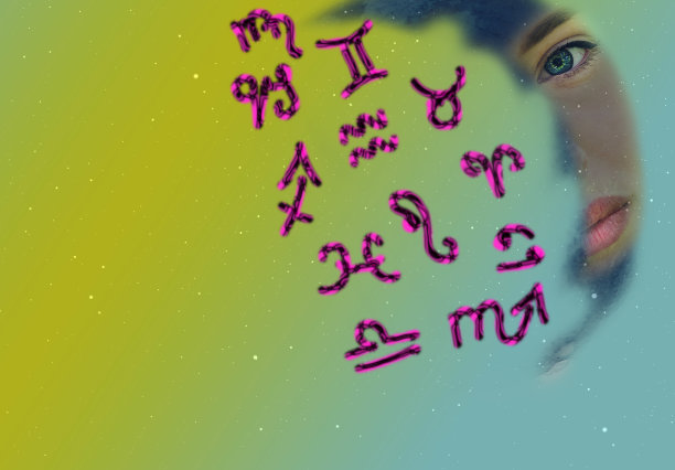 星座和符号，女人的脸和月亮图片下载