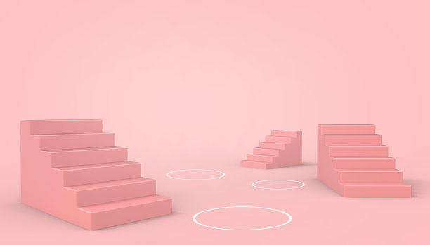 商业阶梯的想法商业概念和未来的想法在粉红色的背景- 3d渲染图片下载
