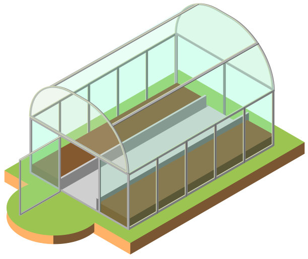开放温室等距图标3d矢量插图图片下载