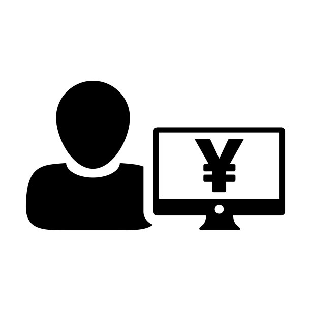 日元符号图标矢量图：电脑显示器上的男性用户头像，用于银行和金融业务图片下载
