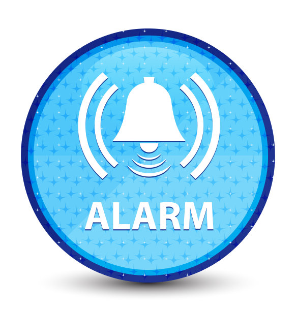 闹钟(铃形图标)星系青色蓝色圆形按钮图片下载
