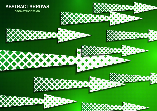 明亮的彩色抽象背景，创造性的几何箭头。覆盖的方块是半色调。矢量插图为您的设计。图片下载