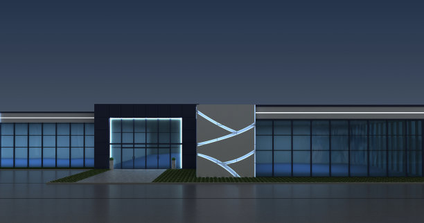 室外商场夜间3d渲染，室外可视化，3d插图图片下载