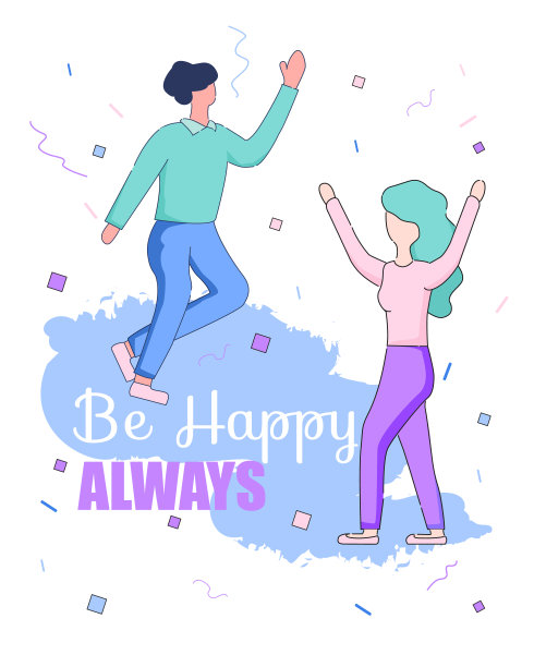 无脸的男性和女性舞蹈五彩纸屑背景图片下载