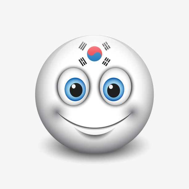 可爱的表情孤立在白色背景与韩国国旗动机-微笑-矢量插图图片下载