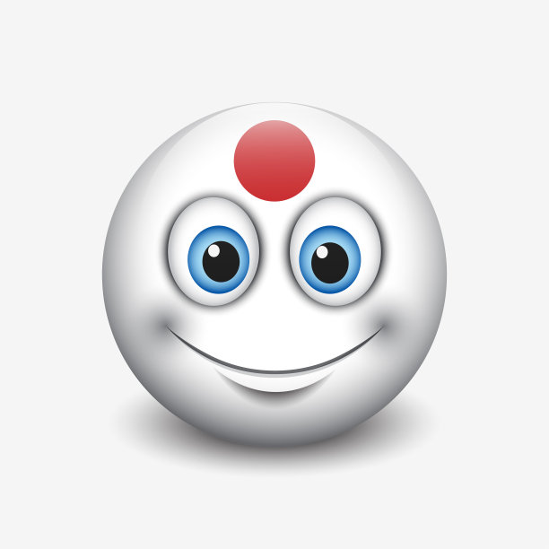 可爱的表情孤立在白色背景与日本国旗动机-微笑-矢量插图图片下载