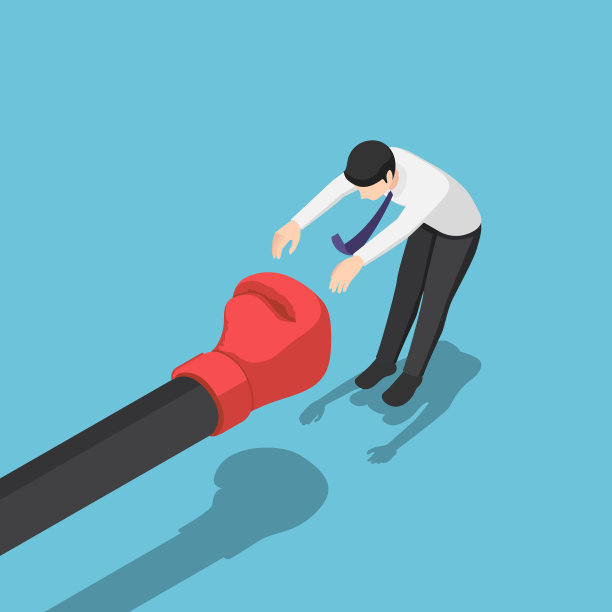 商人被一只戴拳击手套的大手打了一拳图片下载