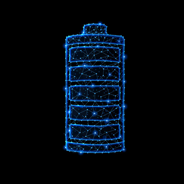 摘要电池充电图标的多边形光图片下载