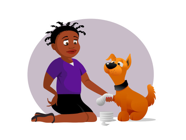 主人给狗包扎腿图片下载