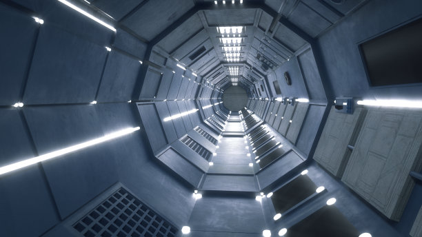 3 d渲染。未来室内概念建筑图片下载