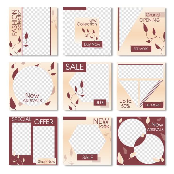 社交网络的时尚宣传横幅图片下载