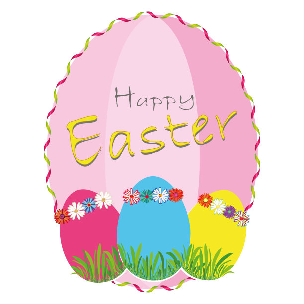 复活节旗帜背景模板与美丽多彩的春天鸡蛋。矢量插图。图片下载