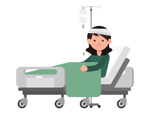 女病人正在医院病床上休息。图片下载