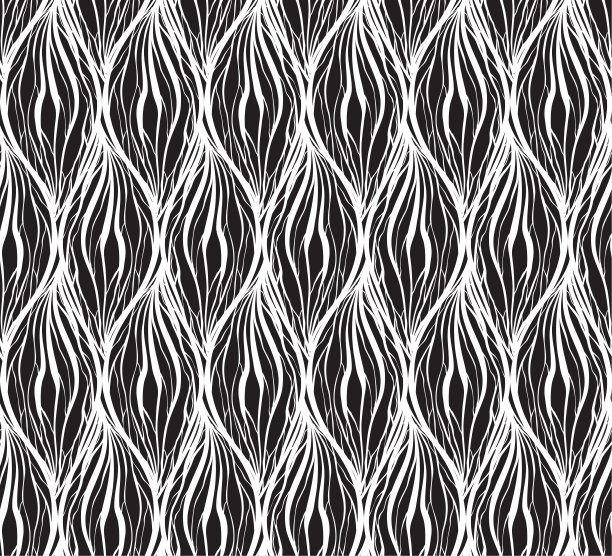 黑色的白色纹理与波浪发线。垂直的辫子和链条。图片下载