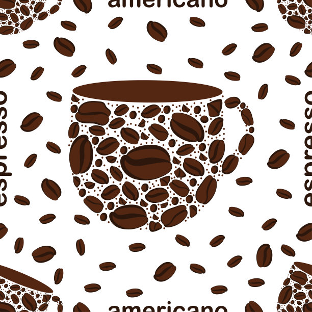 程式化的咖啡杯。无缝模式。图片下载