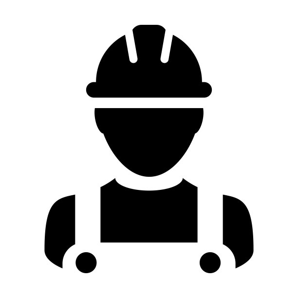 操作员工人图标矢量男性建筑服务人员轮廓头像与硬帽头盔和夹克在象形文字图片下载