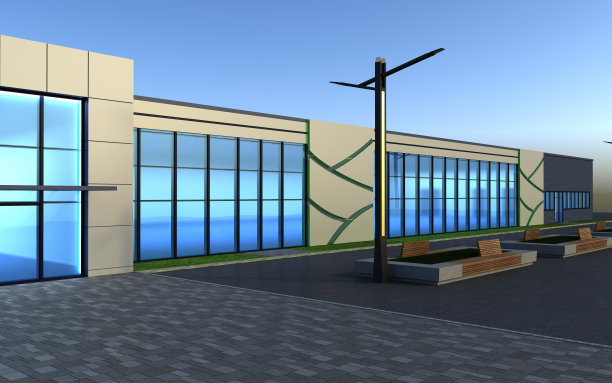 3d渲染外部商场，外部可视化，3d插图图片下载