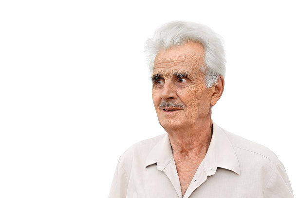 幸福的老人的肖像孤立在白色的背景图片下载