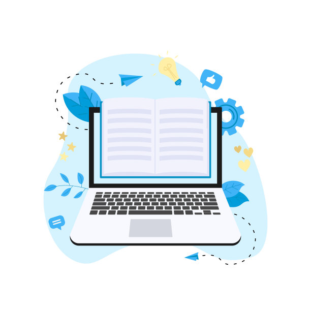 平面设计电子书的概念。网上图书馆和书籍图片下载