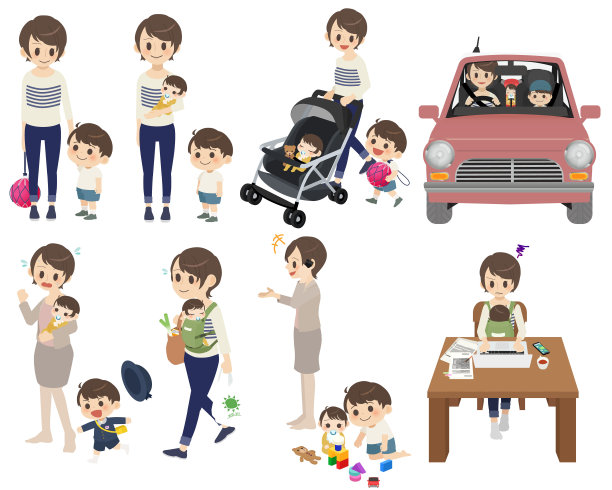 工作母亲的生活方式与孩子和婴儿图片下载