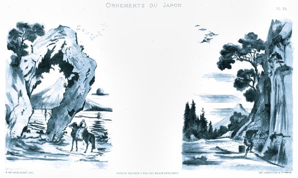 日本的风景画。来自日本的装饰品1883年图片下载