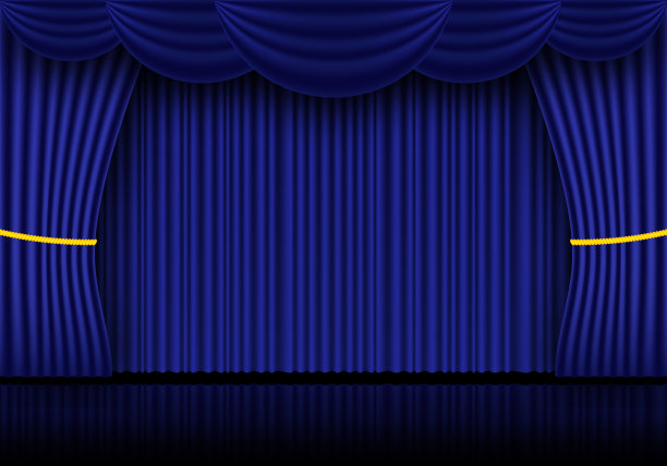 歌剧、电影院或剧院舞台的蓝色幕布图片下载