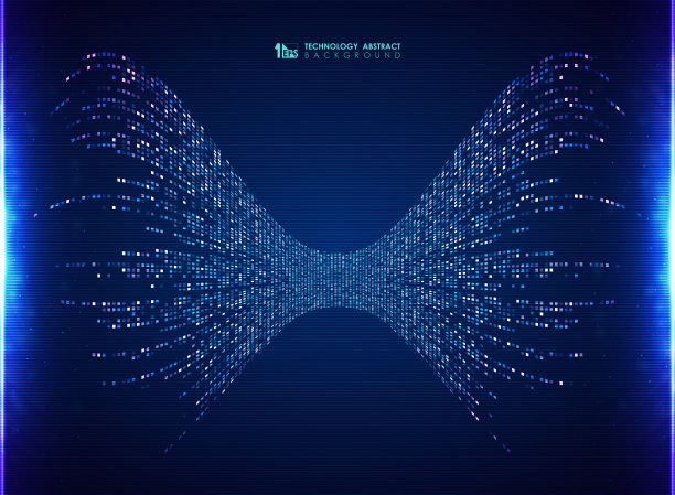 摘要技术方形图案蓝色设计能量线条装饰背景。你可以用于大数据分析系统，广告，海报，艺术品，印刷品。图片下载