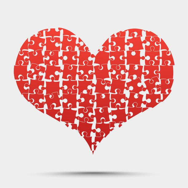 心形拼图。爱，医学，关系象征。图片下载