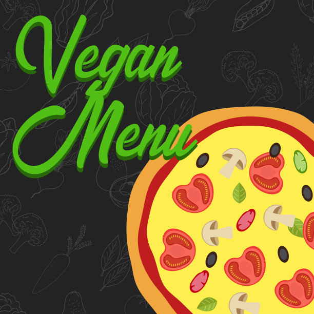 菜单概念的餐厅和咖啡馆。素食菜单模板。扁平式晚餐菜单。矢量插图与手绘水果和蔬菜。矢量图图片下载
