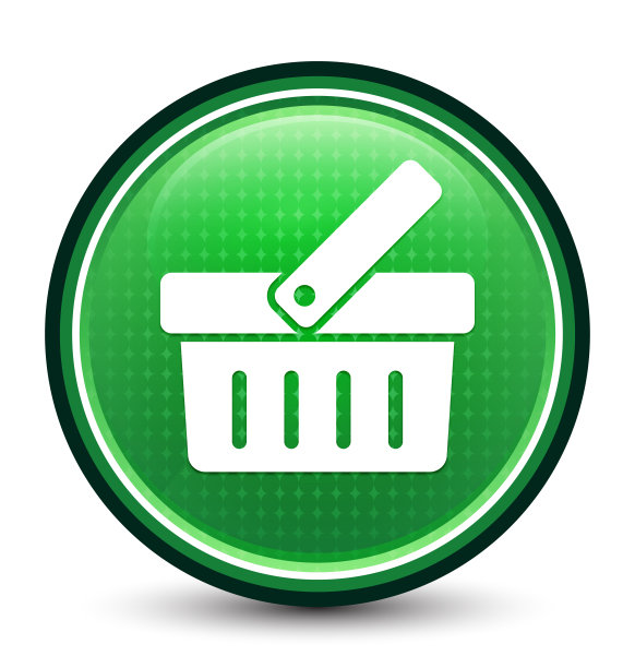 购物车图标亮绿色闪圆形按钮图片下载