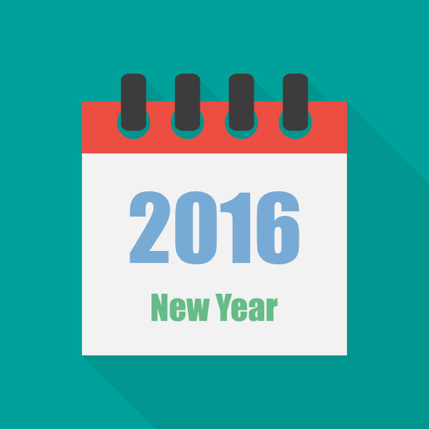 日历平型新年图标有长长的阴影图片下载