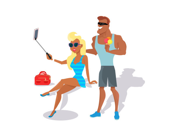 人们在白色背景上放松夏天图片下载