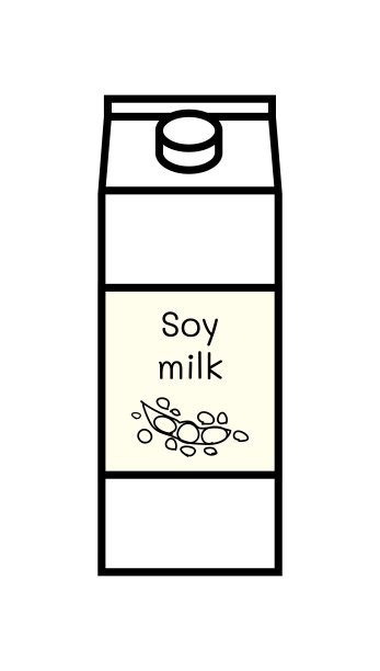 矢量线图标的纯素豆浆孤立在白色背景。植物基非乳制品替代品。纸箱与螺旋盖和标签与手绘涂鸦大豆插图。图片下载