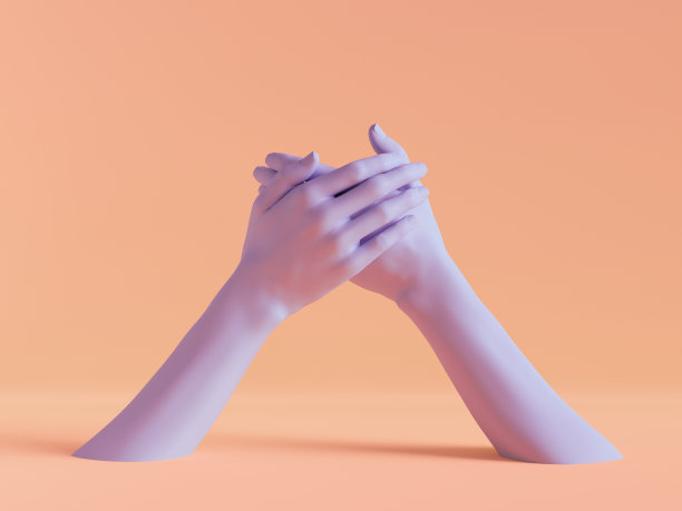 3d渲染，女性双手孤立，简约时尚背景，人体模型身体部位，握，空白，柔和的颜色图片下载