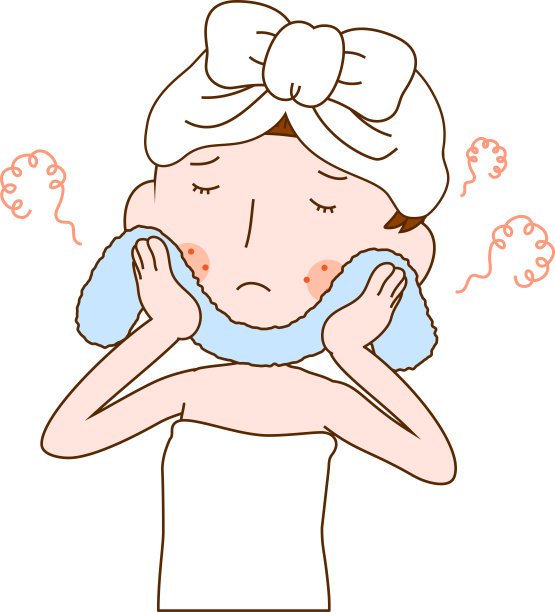 一个可爱的女人的插图与粗糙的皮肤后，洗澡图片下载