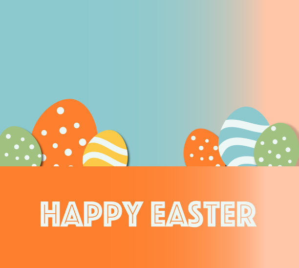 时尚的复活节彩蛋与梯度背景与快乐的复活节文字图片下载