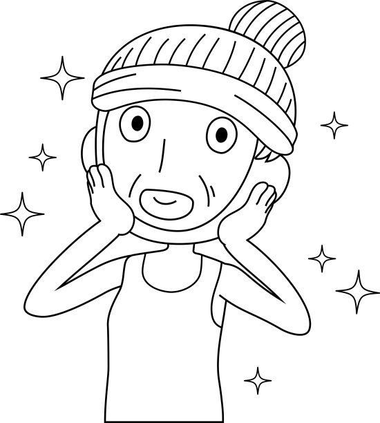 插图的一个可爱的老太太谁是洗脸部轮廓图片下载