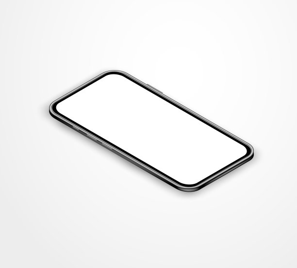 现代现实等距智能手机孤立在白色背景。智能手机与空白触摸屏横幅设计。透视图。矢量图图片下载