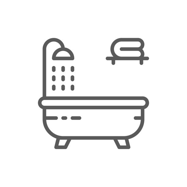 矢量浴缸线条图标图片下载