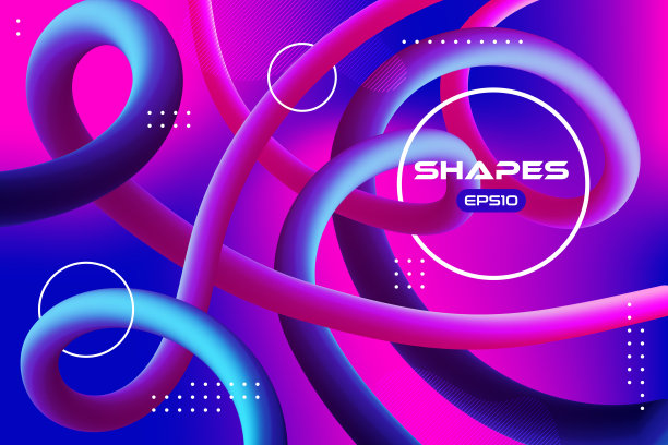 矢量抽象背景与彩色流体梯度形状，液体设计，流动抽象，几何形状组成素材图片