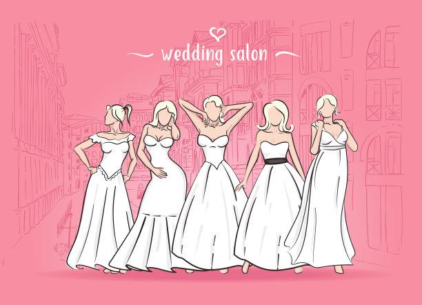 五个新娘的矢量插图。图片下载
